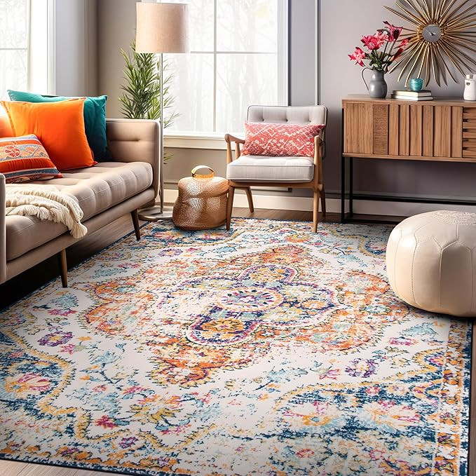 Rugshop Vintage Distressed Bohemian Area Rug 7'10" x 10' Multi | Amazon (US)