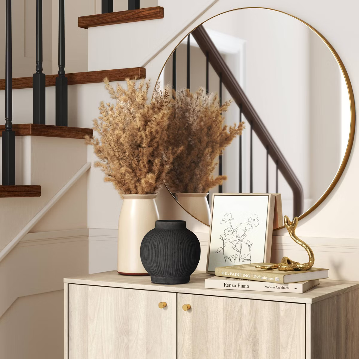 Round Ceramic Vase Black - Threshold™: Watertight Tabletop Decor, 7.25" Bouquet Holder | Target