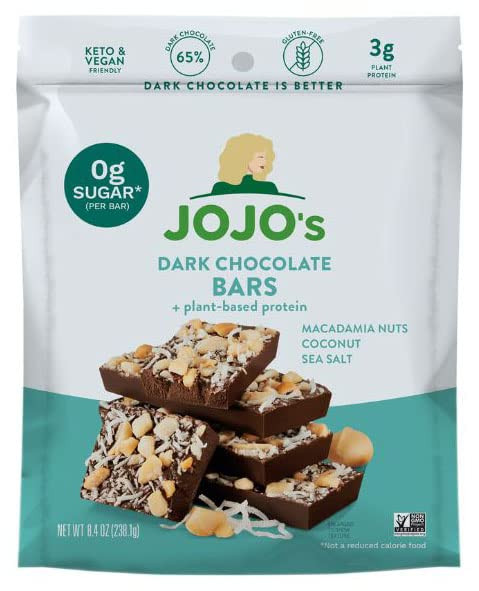 Amazon.com : JOJO's Dark Chocolate Bars Made with Hemp, Plant Based Protein, Sugar Free, Low Carb... | Amazon (US)