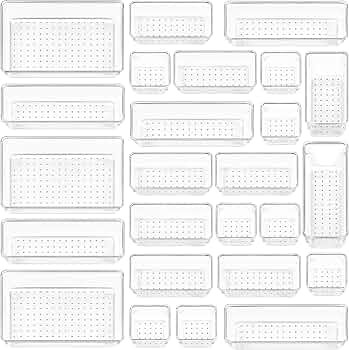Vtopmart 25 PCS Clear Plastic Drawer Organizers Set, 4-Size Versatile Bathroom and Vanity Drawer ... | Amazon (US)