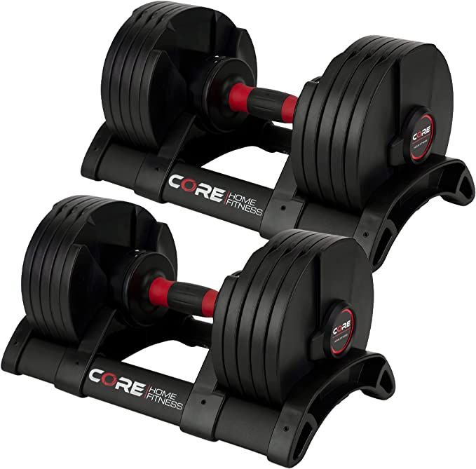 Core Fitness® Adjustable Dumbbell Weight Set by Affordable Dumbbells - Adjustable Weights - Spac... | Amazon (US)
