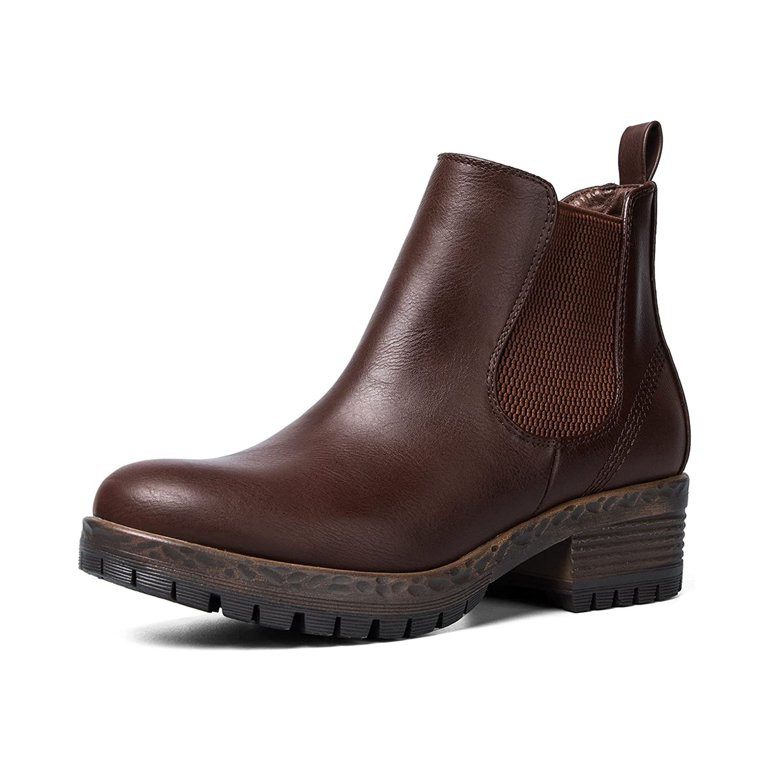 Mysoft Women Dark Brown Chelsea Boots Chunky Heel Female Ankle Booties | Walmart (US)