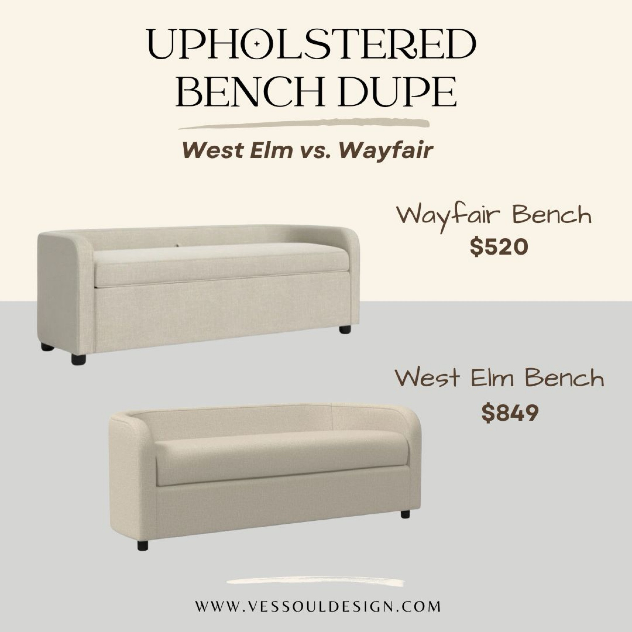 Storage bench dupe! The differences are nearly imperceptible between these two!

First; how adorable. An upholstered bench + storage + elevated sides that mimic a small loveseat. 👩‍❤️‍💋‍👩 

This is a great piece for extra seating plus stashing some hidden items. But let’s talk about the price: $849 vs $520! 

West Elm does offer customizable fabric - which is a nice perk. However, there’s an upcharge of $50 extra for customization. 

I’m all about splurging when you should and saving when you can. 

#LTKHome