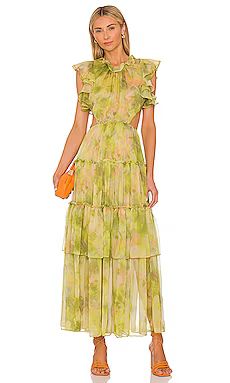 MISA Los Angeles Lana Dress in Chartreuse Abstract from Revolve.com | Revolve Clothing (Global)