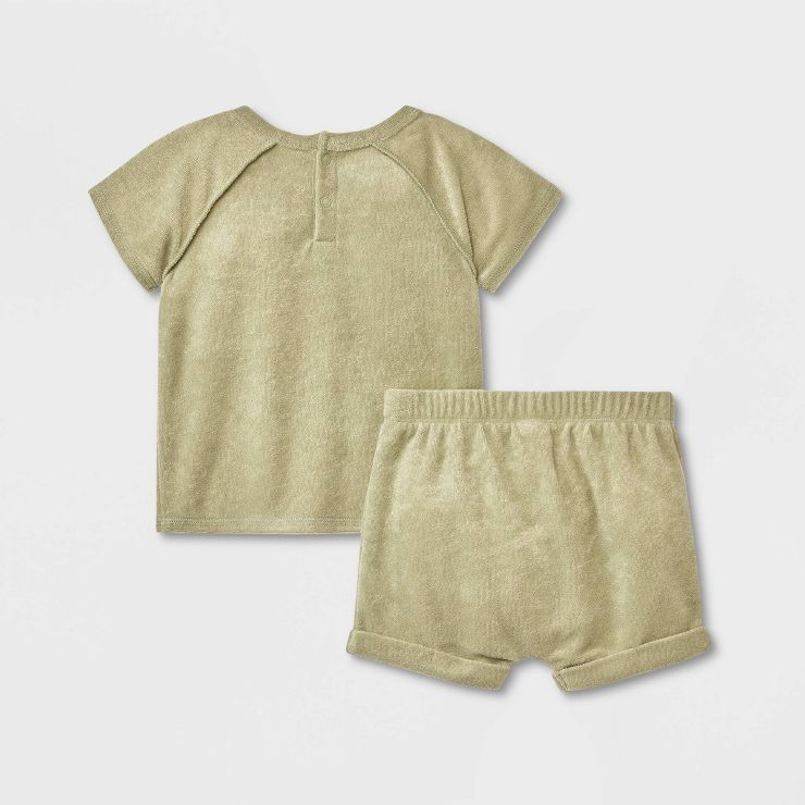 Grayson Collective Baby Terry Top & Shorts Set - Green | Target