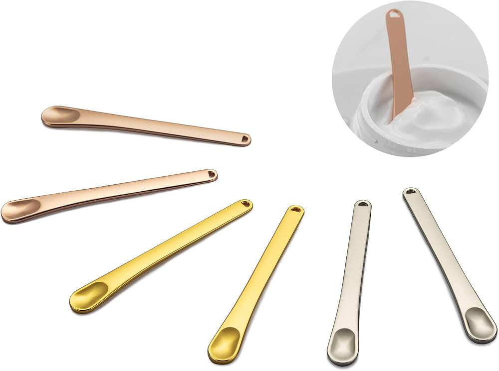 Tekson Metal Cosmetic Skincare Spatula, Mini Mask facial Reusable Scoop, Makeup Beauty Spoons for... | Amazon (US)