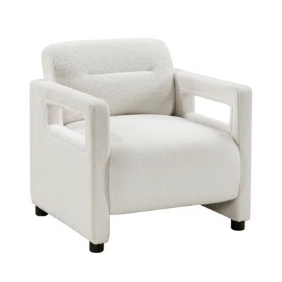 Luxury Home Furniture Accent Chair Beige Seat Cushion Boucle Upholstery Plywood Frame 1Pc Armchair | Wayfair North America