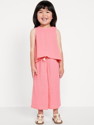 Sleeveless Double-Weave Top and Wide-Leg Pants Set for Toddler Girls | Old Navy (US)