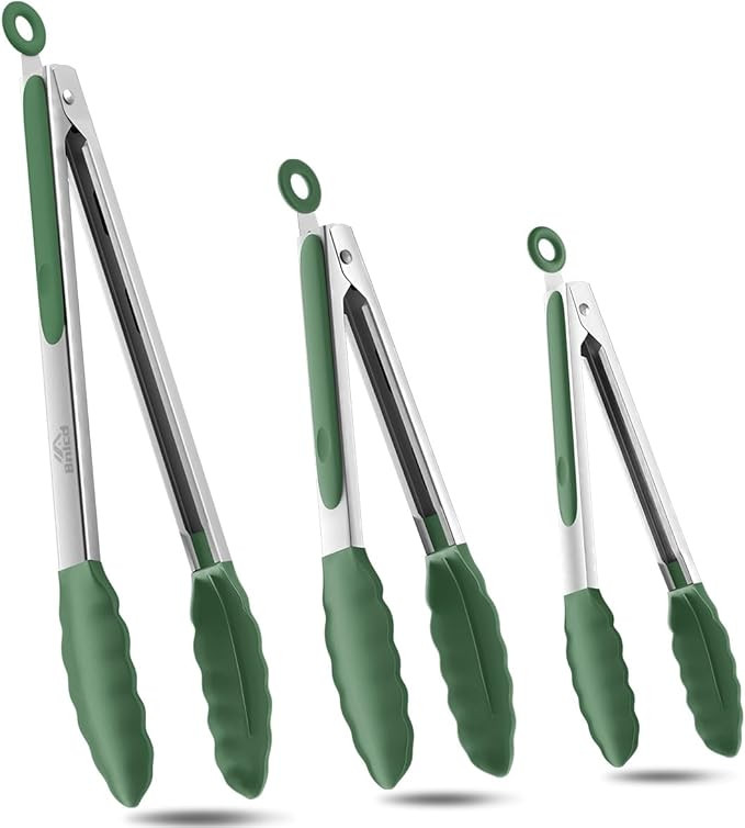 Good Grip Cooking Tongs with Silicone Tips, Set of 3-7" 9" and 12" | 600ºF Heat Resistant, 5-Lay... | Amazon (US)