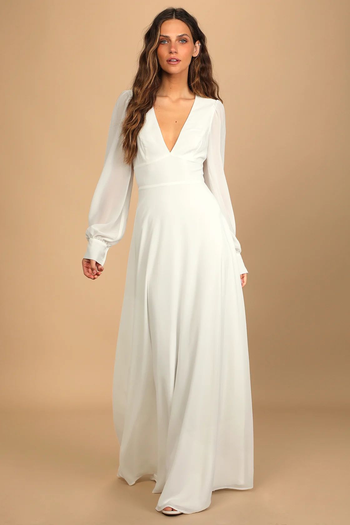 Talk About Divine White Long Sleeve Backless Maxi Dress | Lulus (US)