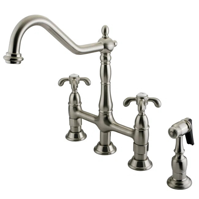 Kingston Brass French Country Two-Handle Deck Mount Bridge Kitchen Faucet KS1278TXBS | Wayfair North America