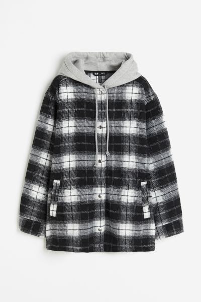 Hooded Shacket - Black/plaid - Ladies | H&M US | H&M (US + CA)