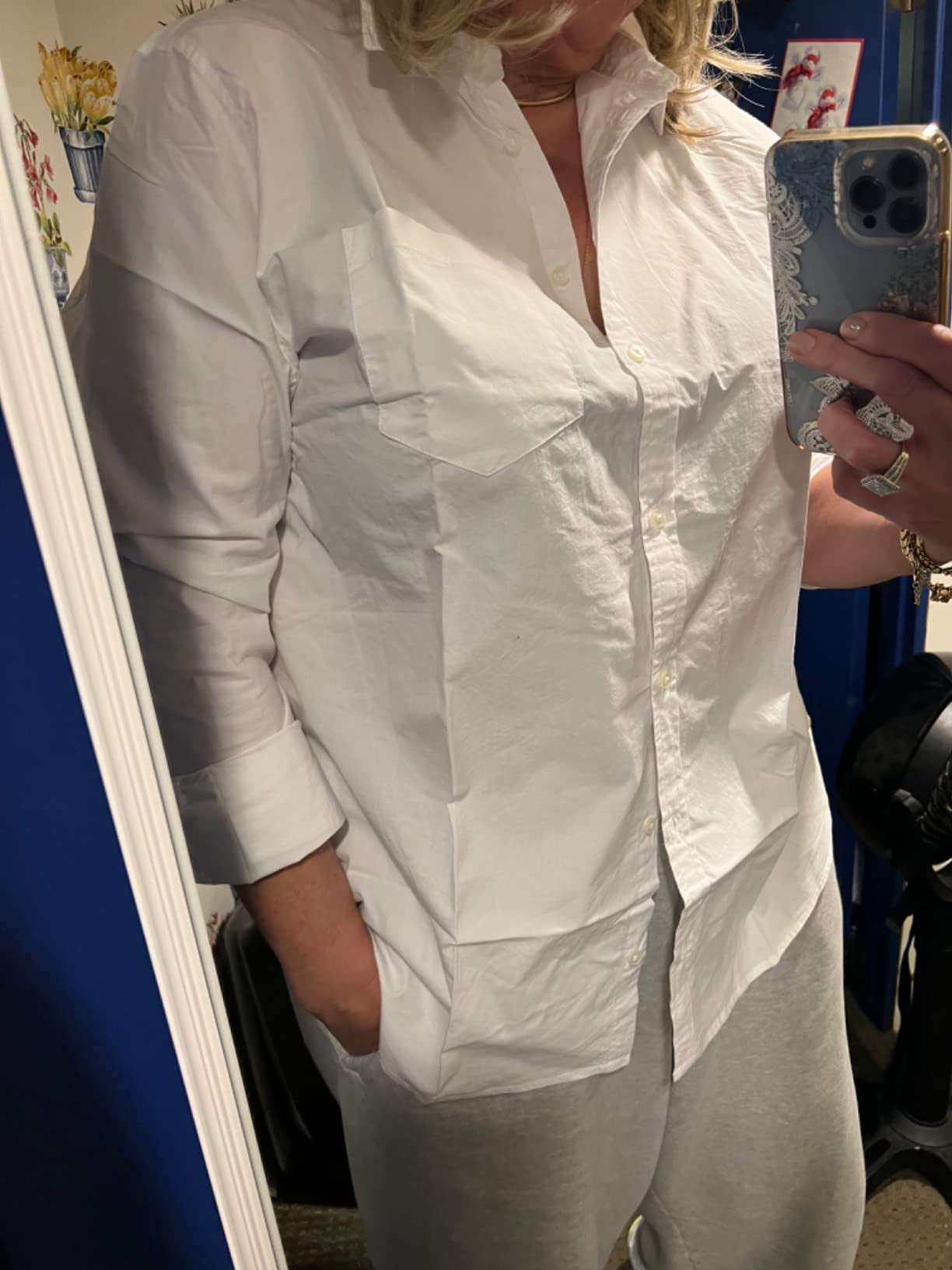 Women's Classic-Fit Long-Sleeve Button-Down Poplin Shirt | Amazon (US)