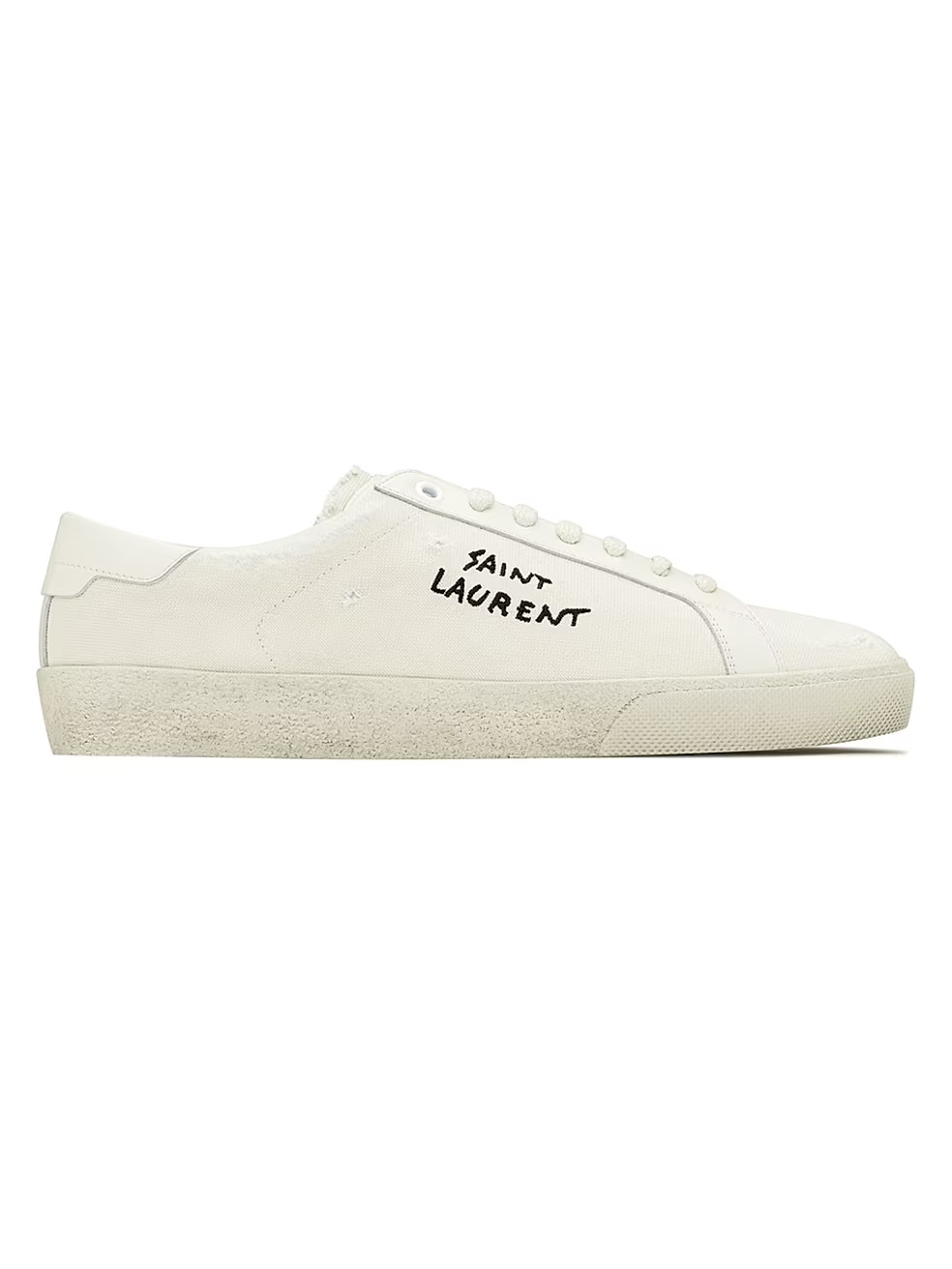 Saint Laurent Court Classic Sl/06 Embroidered Sneakers In Canvas And Leather | Saks Fifth Avenue
