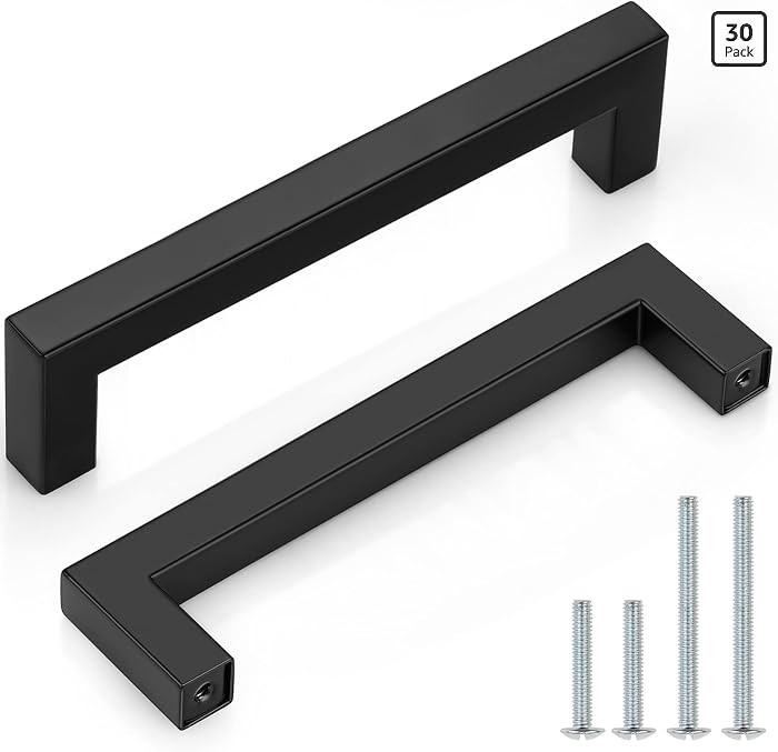 Probrico (30 Pack Black Cabinet Pulls Square Kitchen Cabinet Hardware 5 Inch(128mm) Hole Center M... | Amazon (US)