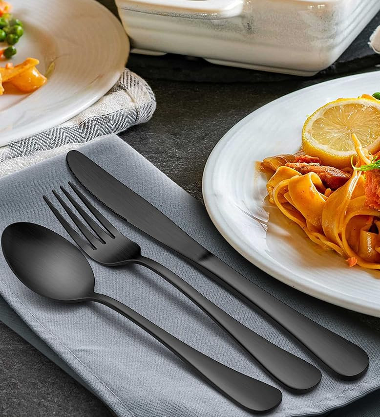 Matte Black Silverware Set, Satin Finish 20-Piece Stainless Steel Flatware Set,Kitchen Utensil Set S | Amazon (US)