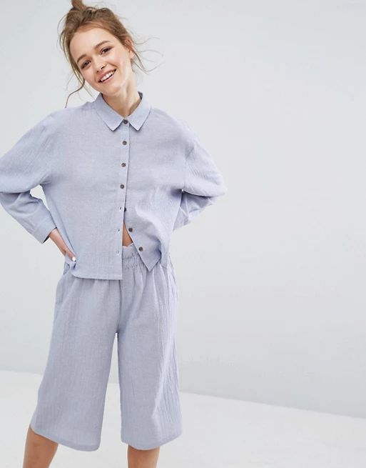 Lazy Days – Gewebtes Pyjama-Hemd in Jeansblau | Asos DE