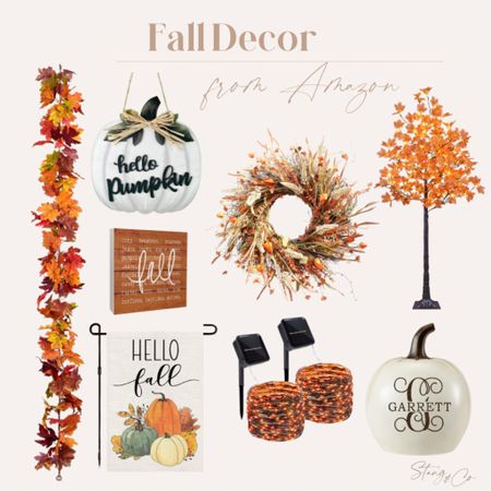 This Fall decor is all perfect for your outdoor living spaces, and includes leaf garland, a Fall wreath, Fall signs, a lighted tree, customized decorative pumpkins, and a pumpkin door sign. 

Outdoor decor, fall decorations, fall style 

#LTKstyletip #LTKhome #LTKSeasonal