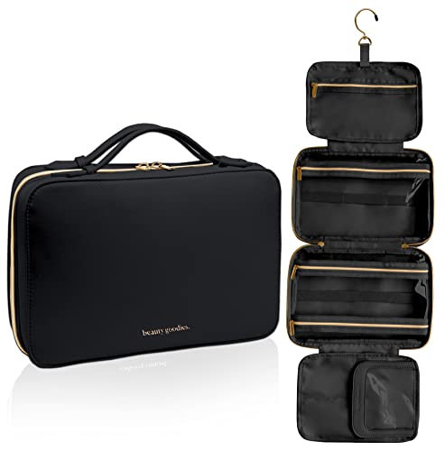 BEAUTYGOODIES Black Large Travel Toiletry Bag for Women, Large Hanging Toiletry Bags for Travelling Women, large Cosmetic Bags for Women Travel, Large Toiletries Bag Hygiene Bag Bathroom Bag | Amazon (US)
