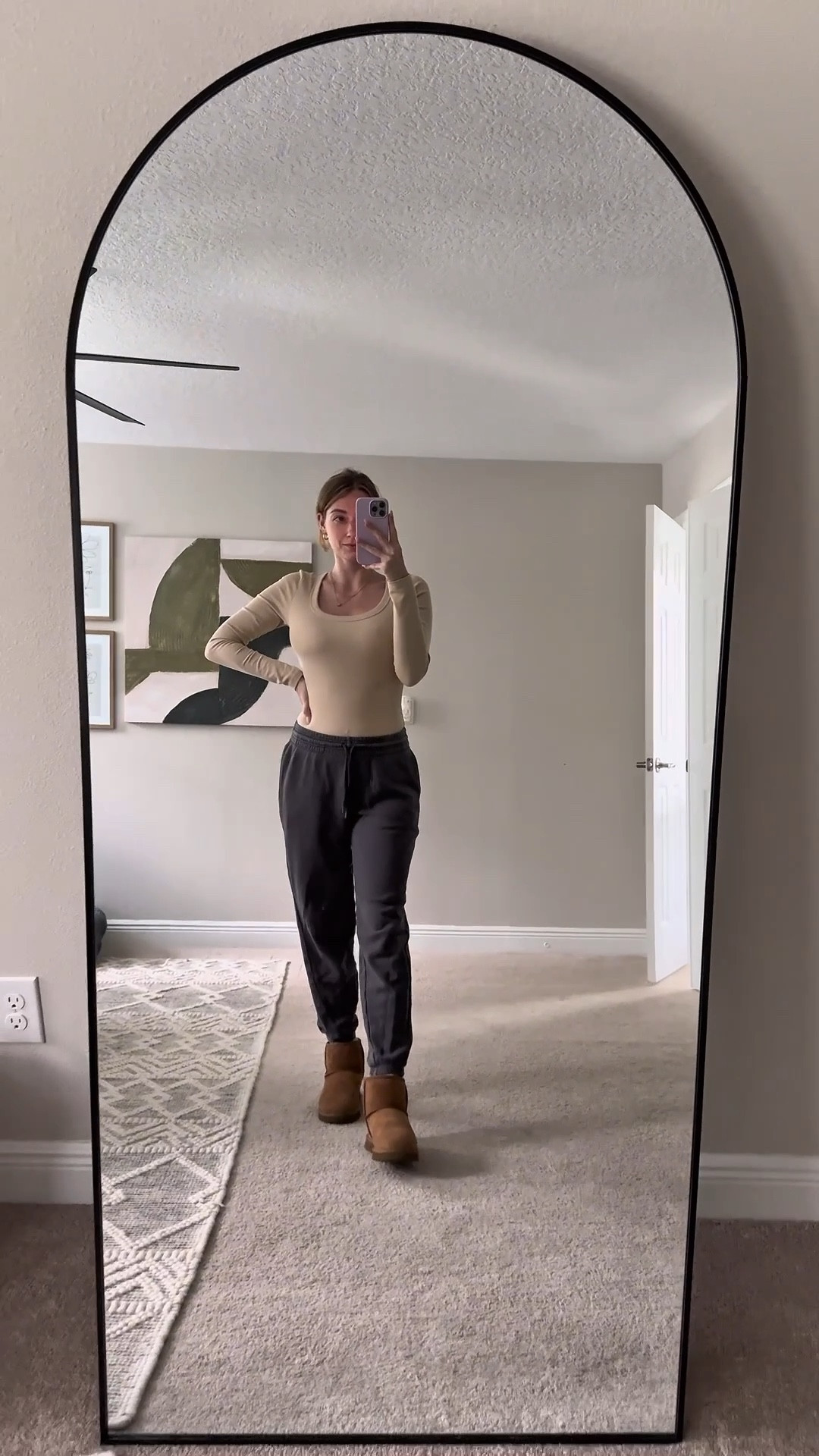 Cozy meets chic 🤍 A neutral bodysuit, soft sweats, gold details, and classic Uggs 🧦 your go to uniform for effortless fall style 🍂 #FallOutfit #CozyChic #LTKStyle #OOTD

#LTKU #LTKSaleAlert #LTKSeasonal