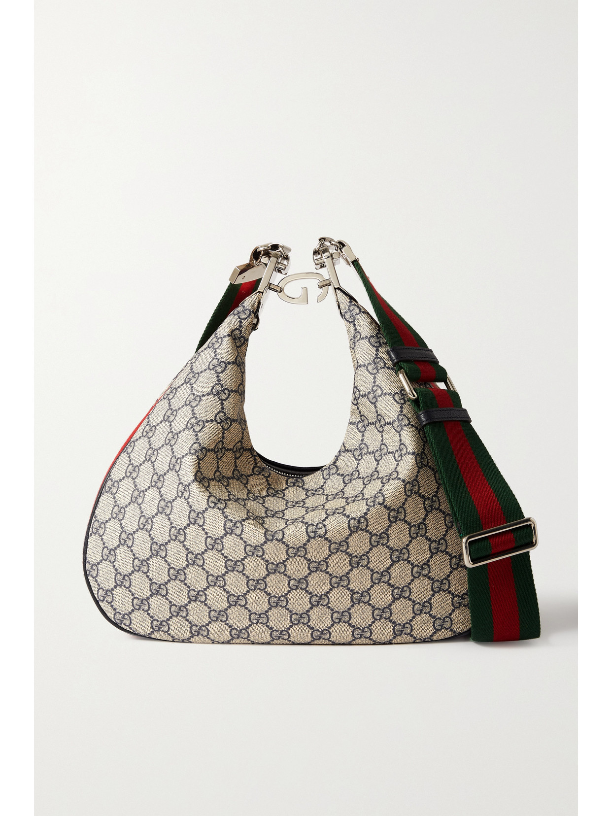 Gucci - Attache Large Textured Leather-trimmed Coated-canvas Shoulder Bag - Gray - one size | NET-A-PORTER APAC