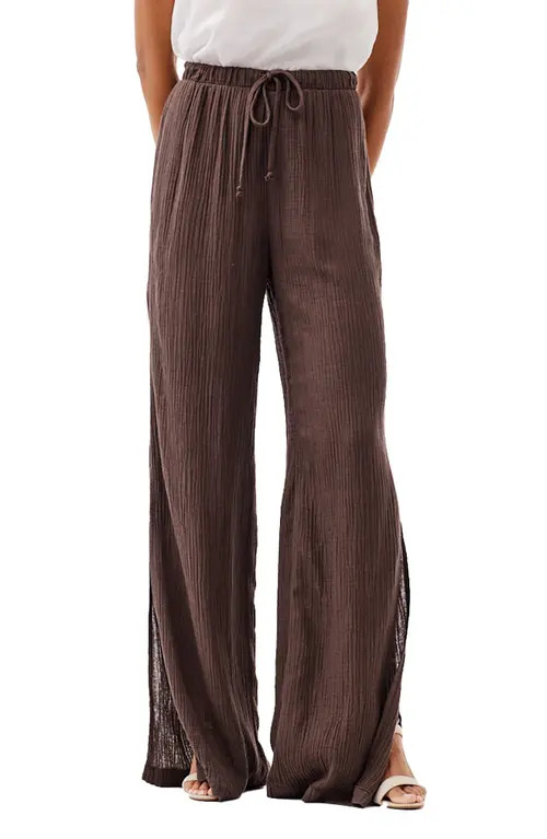 Bella Dahl Side Slit Wide Leg Pants in Rich Brown at Nordstrom, Size X-Small Regular | Nordstrom