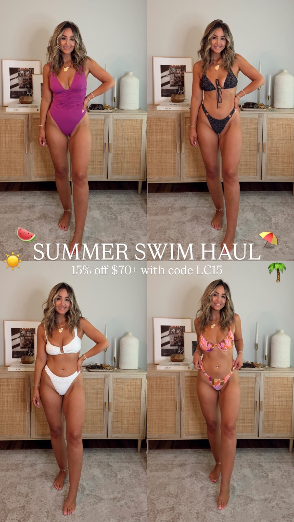 summer vacay  swim haul 👙 15% off with $70+ with code LC15 // im wearing a size M in the tops, size S in the bottoms. sized up to a L in the crochet dress, size M in the shorts, but these run big i’d size down. swimwear, spring break, vacation @Cupshe

#LTKSwim