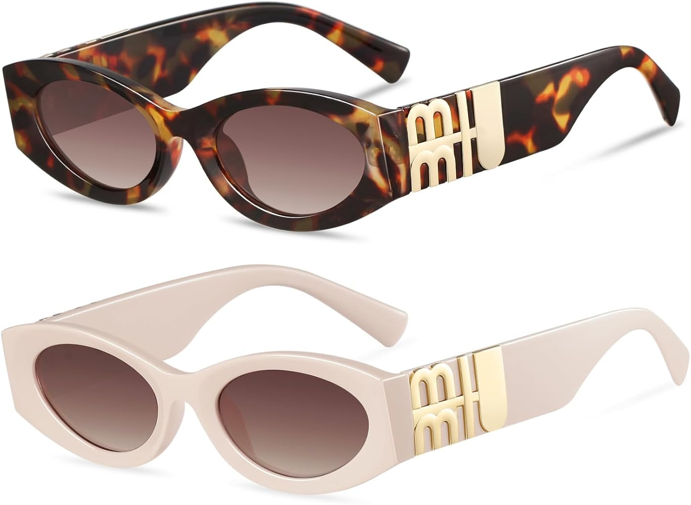 YDAOWKN Retro Oval Cat Eye Sunglasses for Women Trendy Narrow Sunnies Designer Sun Glasses UV400 | Amazon (US)