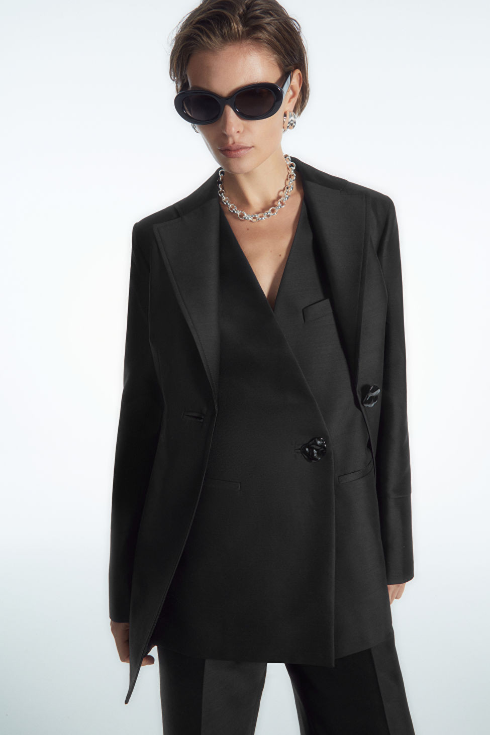 BROOCH-DETAIL WOOL-BLEND BLAZER | COS (EU)