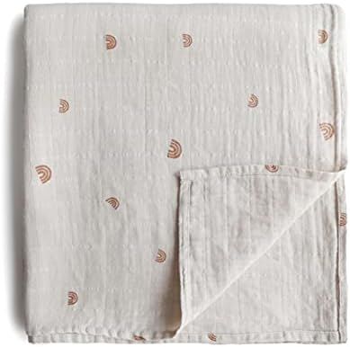 mushie Muslin Baby Swaddle Blanket | 100% Organic Cotton (Rainbows) | Amazon (US)
