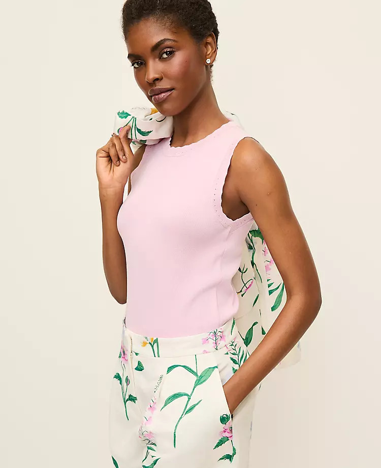 Scallopped Trim Sweater Shell | Ann Taylor