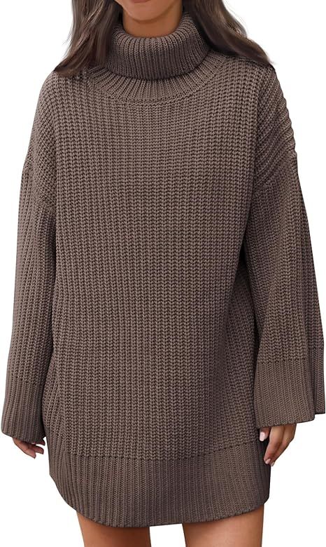LILLUSORY Womens Turtleneck Oversized Knit Pullover Sweaters 2023 Fall Long Sleeve Loose Short Sw... | Amazon (US)