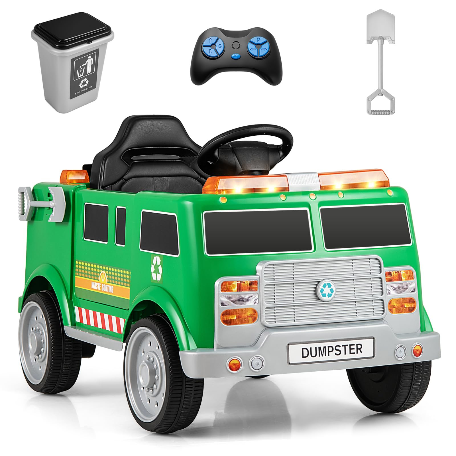 Costzon Ride on Garbage Truck, 12V Battery Powered Kids' Electric Vehicles w/Remote Control, Tras... | Amazon (US)