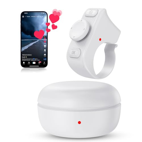 duskeep TikTok Scrolling Ring Remote Control, Camera Shutter Remote, Wireless Bluetooth Scrolling Ring for iPhone, iPad, iOS, Android - White | Amazon (US)