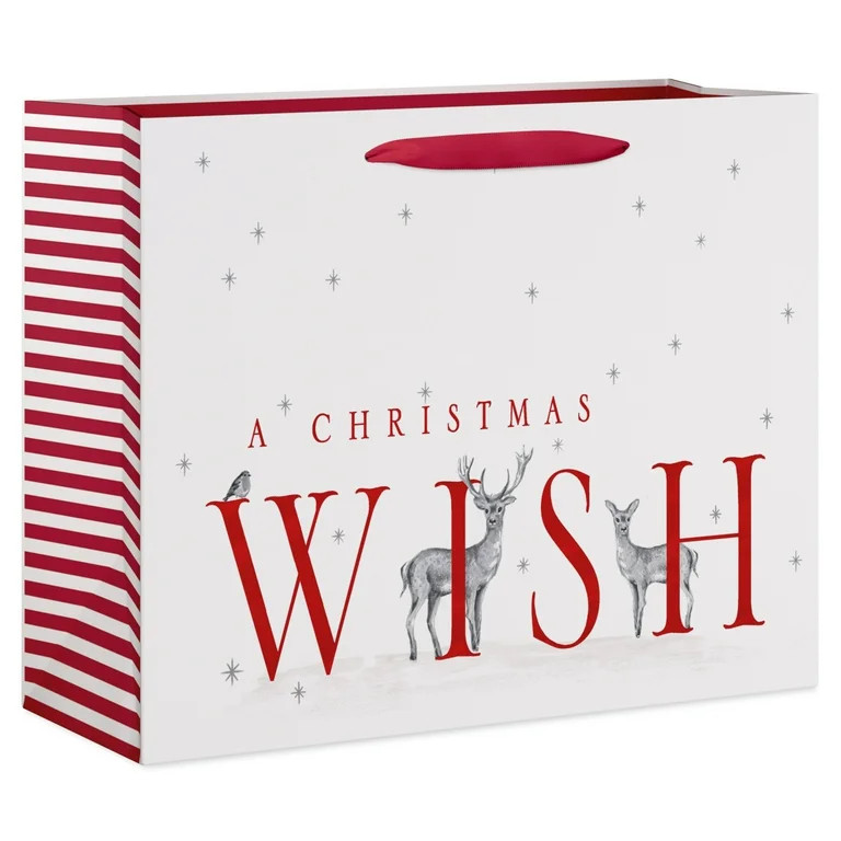American Greetings 12.75 in. Large Christmas White Gift Bag, A Wish (1-Count) | Walmart (US)