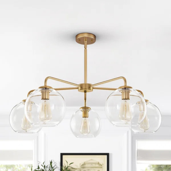 Zade 5 - Light Sputnik Sphere Modern Glass Bubble Chandelier | Wayfair North America