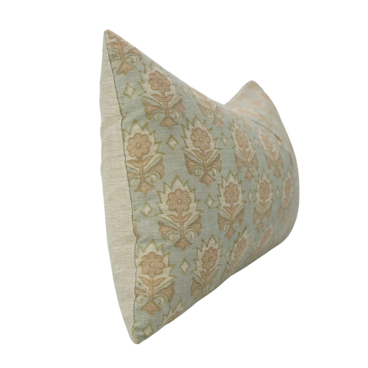 Floral Block Print Throw Pillow Covers LIght Blue Accent Pillows 14X20 Inch Indoor Couch Pillow F... | Wayfair North America