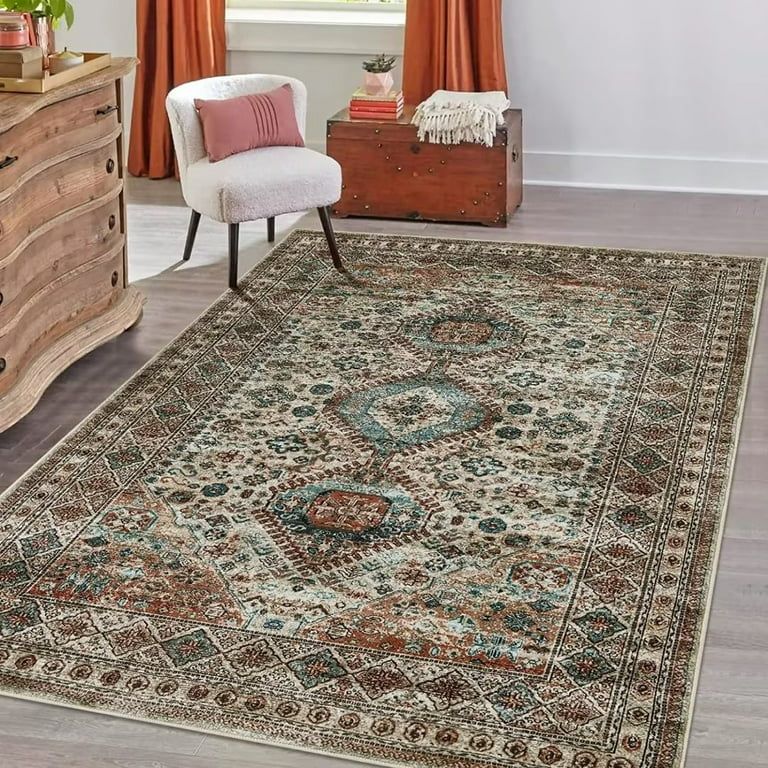 CAROMIO Traditional Persian Area Rug Floral Vintage Rug Floor Mat Non-Slip Low Pile Accent Carpet... | Walmart (US)