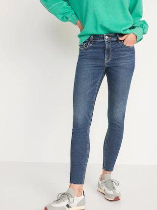 Mid-Rise Rockstar Super Skinny Cut-Off Jeans for Women | Old Navy (US)