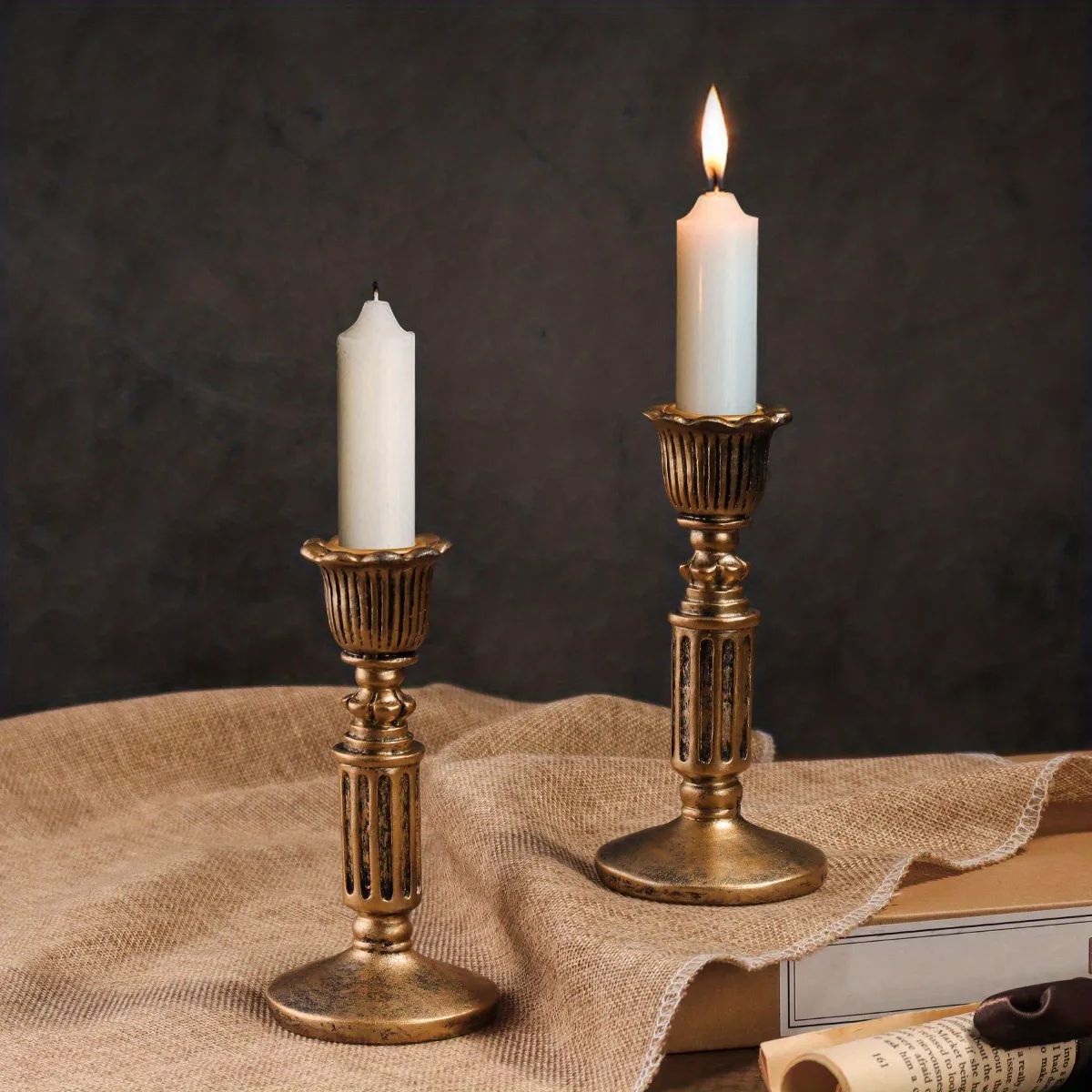 2pcs/set, Classical Candle Holder,Light Luxury Retro Decoration Decorative Candlestick,  Old Gold... | Temu Affiliate Program