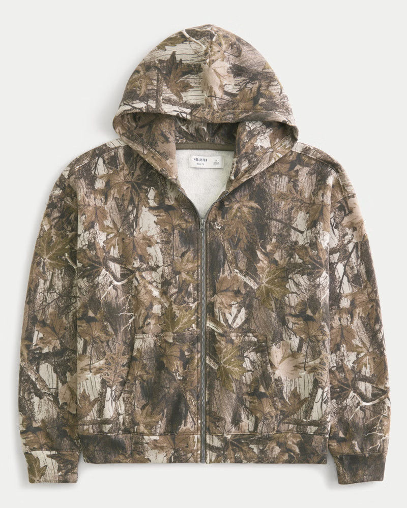 Men's Boxy Camo Zip-Up Hoodie from Hollister | Hollister (US)