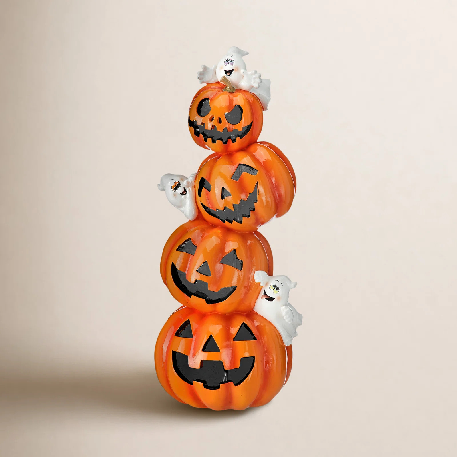 28" LED Resin Pumpkin stack With Ghost | Birch Lane