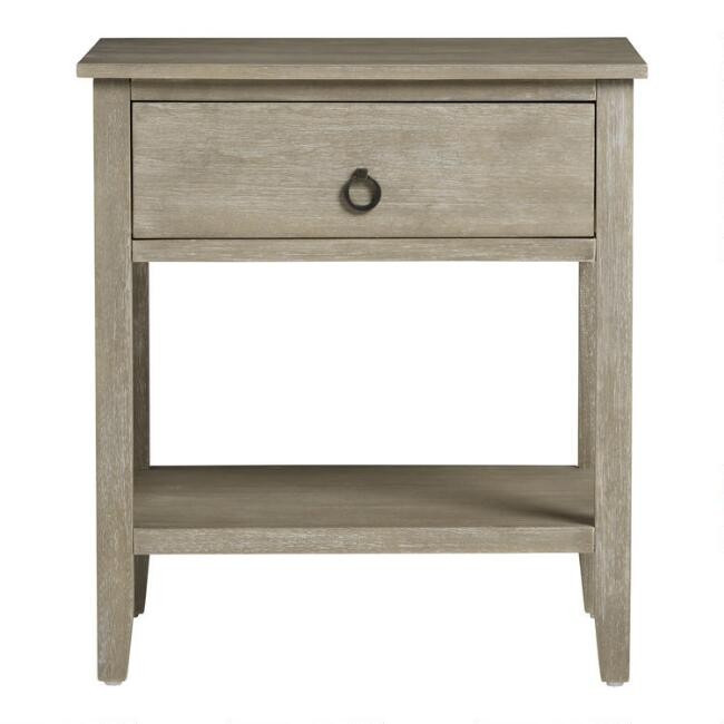 Grange Graywash Wood Nightstand With Drawer | World Market