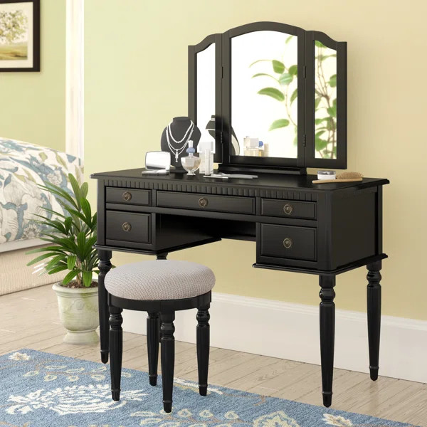 Torrance Vanity Set with Stool and Mirror | Wayfair North America