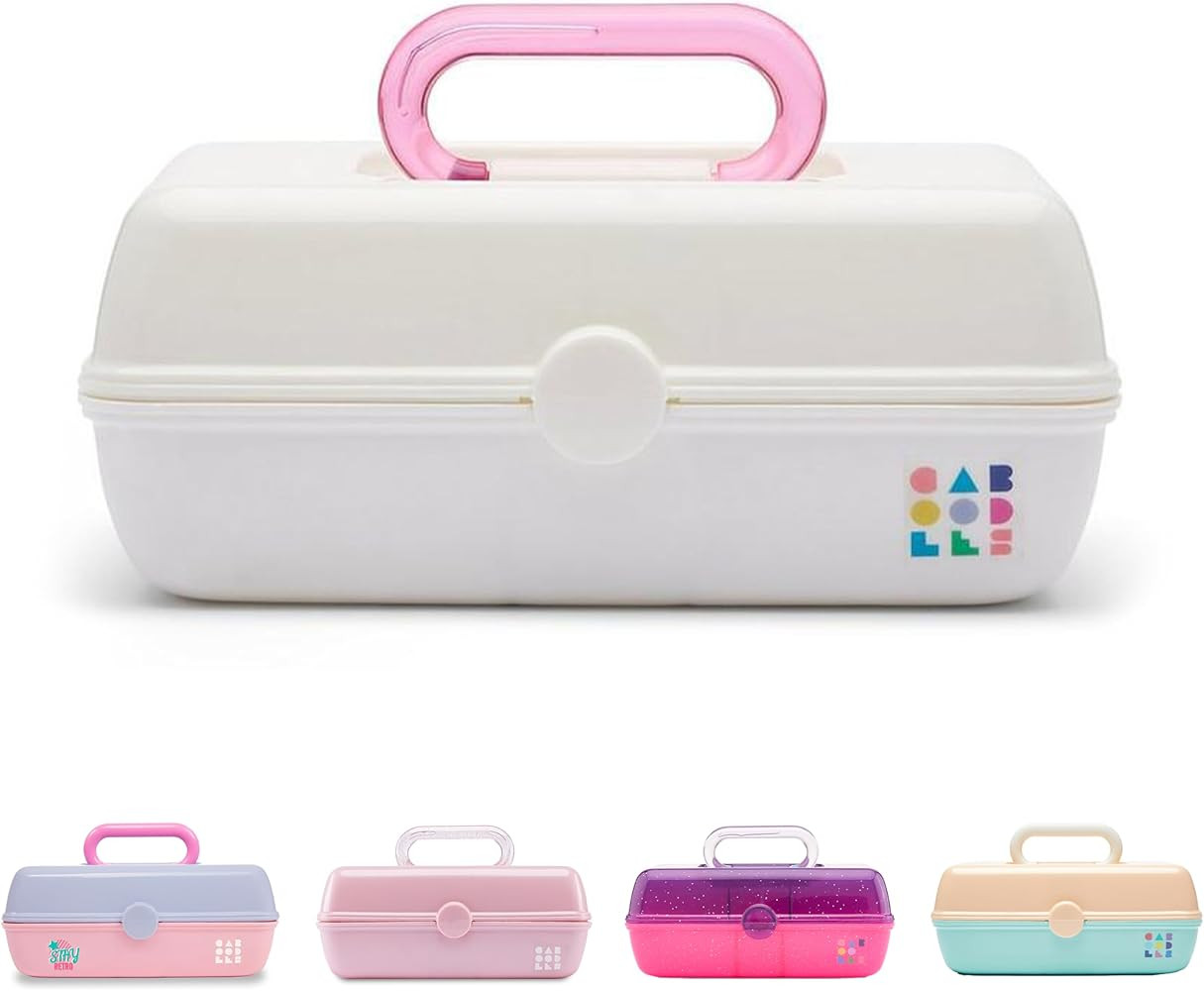 Caboodles Pretty in Petite Makeup Box, Two-Tone White on White, Hard Plastic Organizer Box, 2 Swi... | Amazon (US)