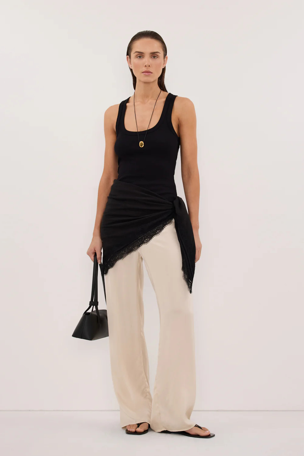 ANDREA BLACK CUPRO LACE SCARF | DISSH