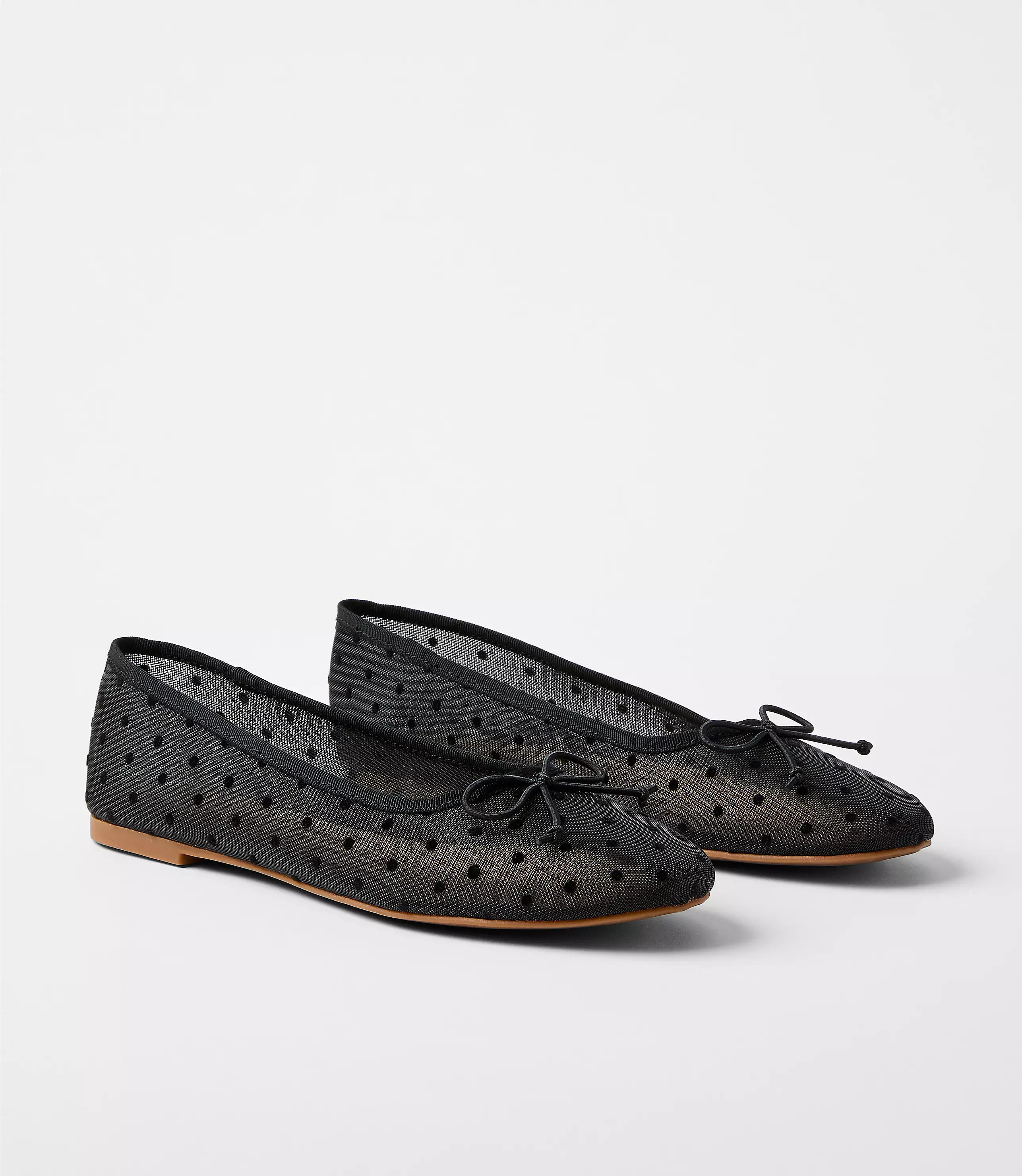 Velvet Dotted Mesh Ballet Flats | LOFT