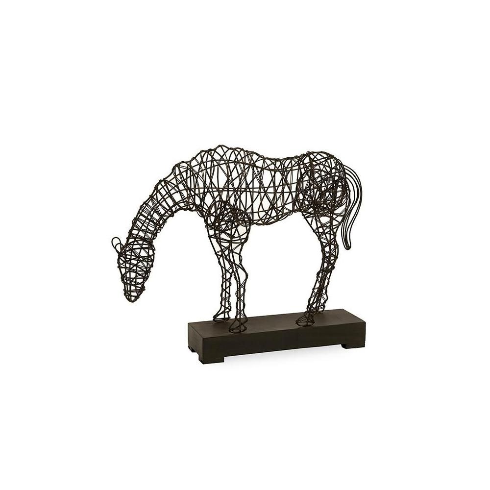 IMAX 19.75 in. x 25.5 in. Woven Wire Horse Decorative Sculpture in Black | The Home Depot