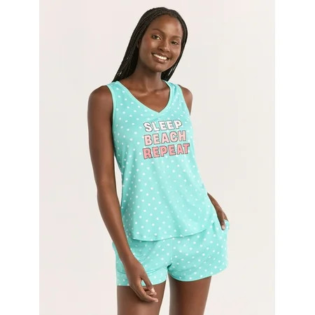 Joyspun Women s Printed Tank Top and Shorts Pajama Set 2-Piece Sizes XS-3X | Walmart (US)