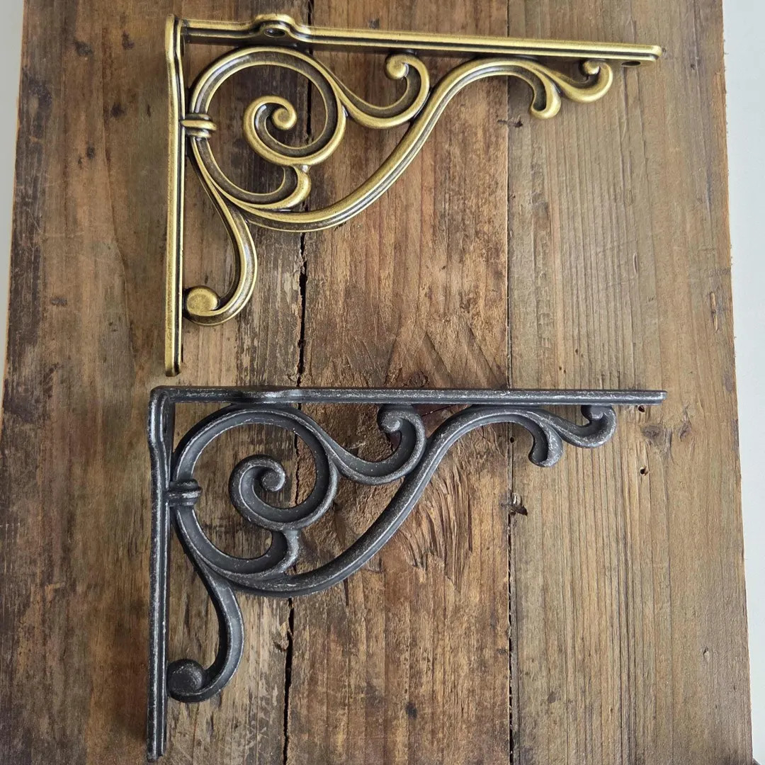 Decorative Metal Shelf Brackets: Rustic Black Iron, Brass, or White | Heavy Duty - Etsy Canada | Etsy (Global)